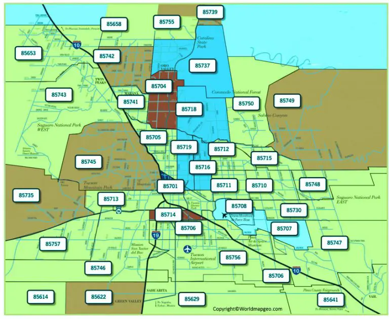 Tucson Zip Code Map AZ Tucson Map By Zip Codes Printable