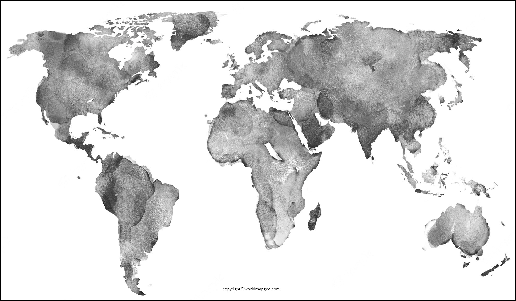 Black and White World Map Poster