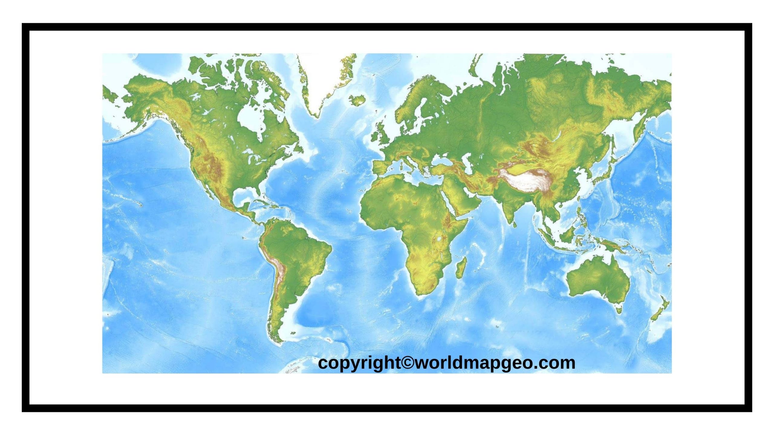 World Map Physical in Blank, Printable, and Labeled PDF