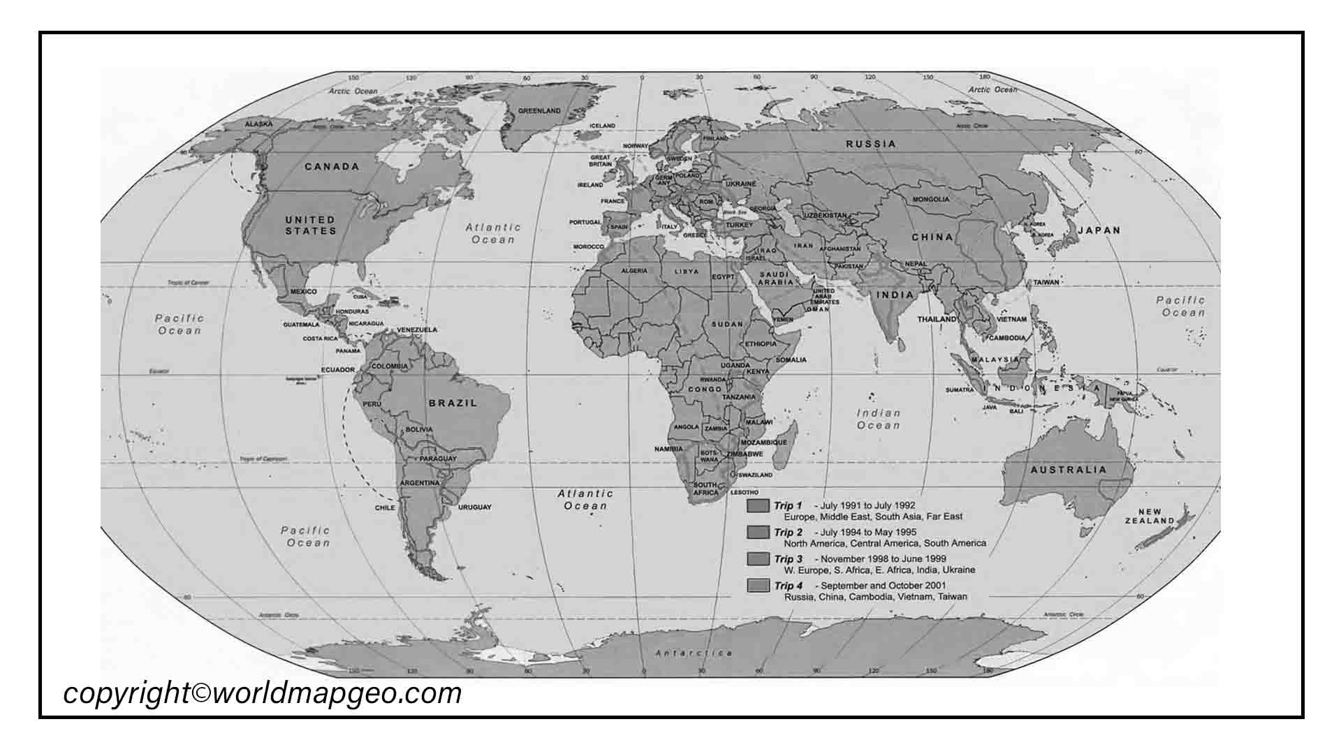 Blank World Map With Capitals