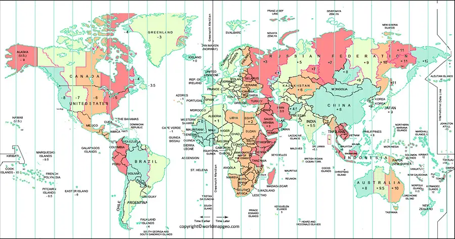 High-Resolution World Time Zone Map