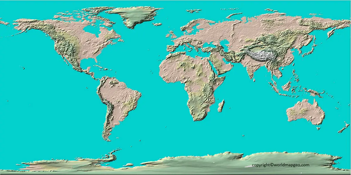 Map of the World Topographic
