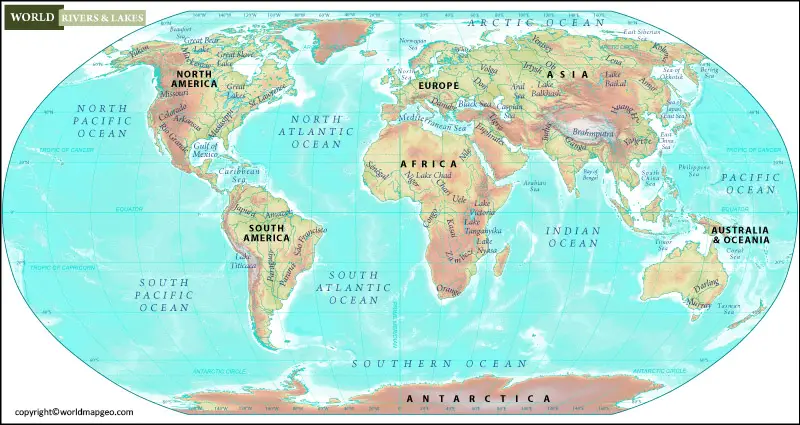 Printable River World Map
