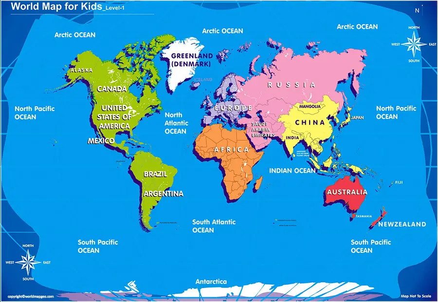 Printable World Map for Kids