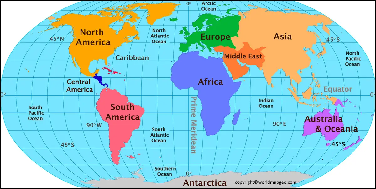 World Map Continents and Countries