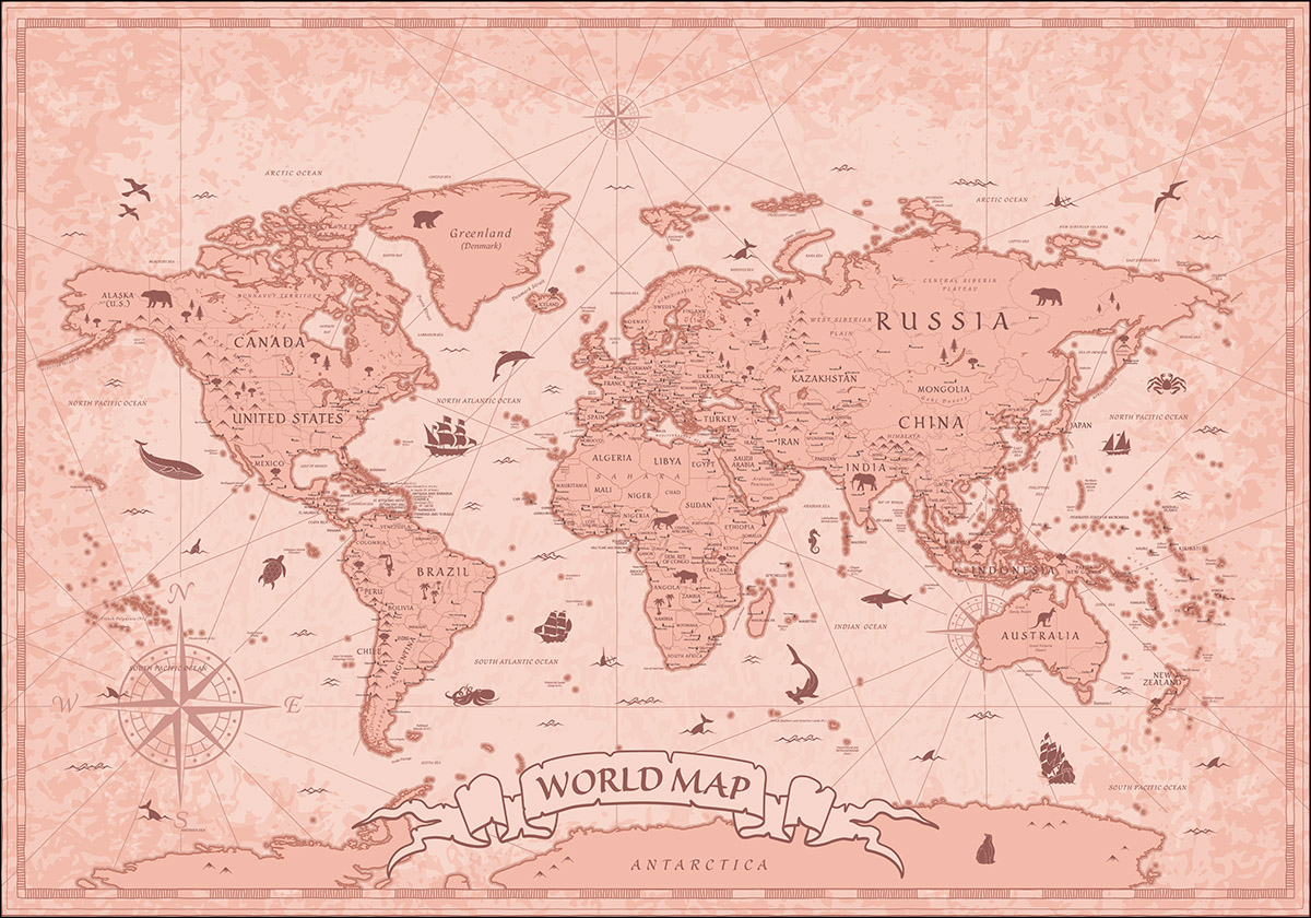 World Map Vintage Poster