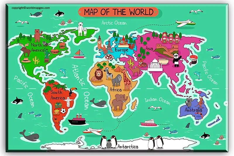 World Map poster for kids - Educational, interactive, wall map – FlyingKids®