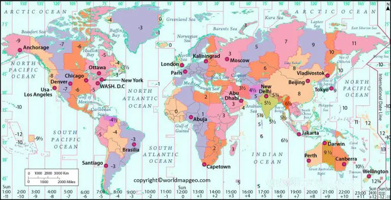 World Time Zone Map Printable in High Resolution with Names