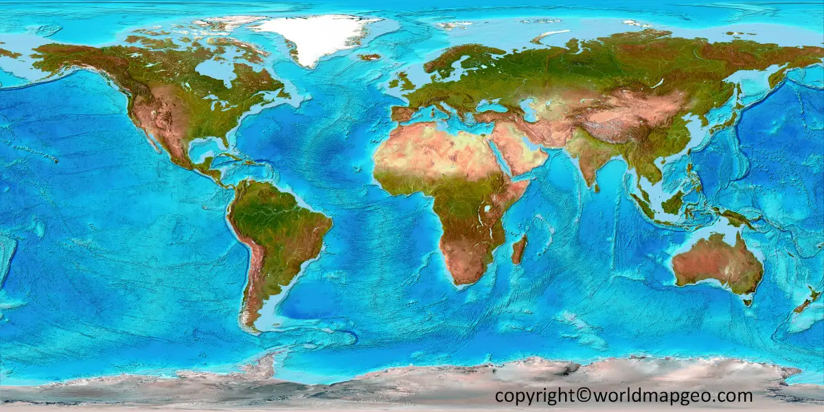 World Topographic Map 3d Colors In Labeled And Interactive 2760