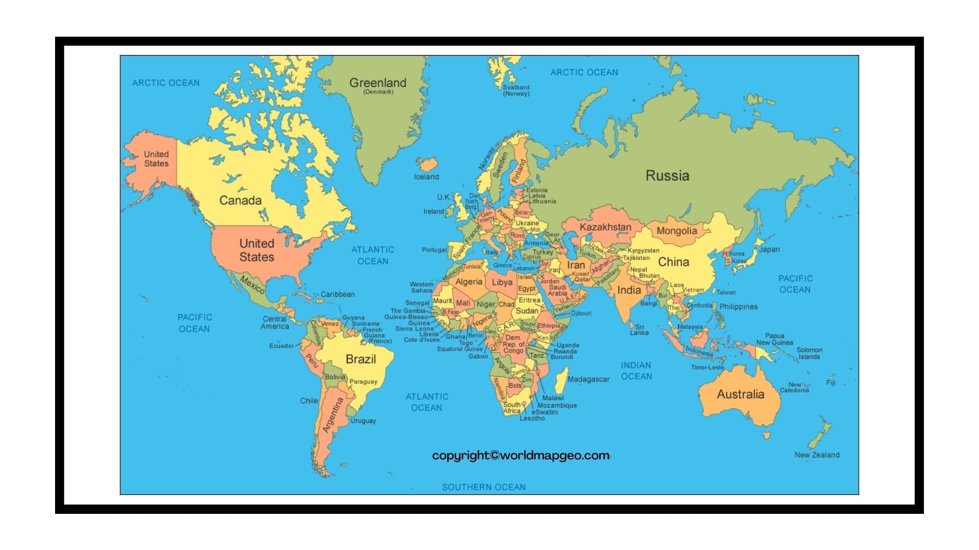 World Map Countries Labeled