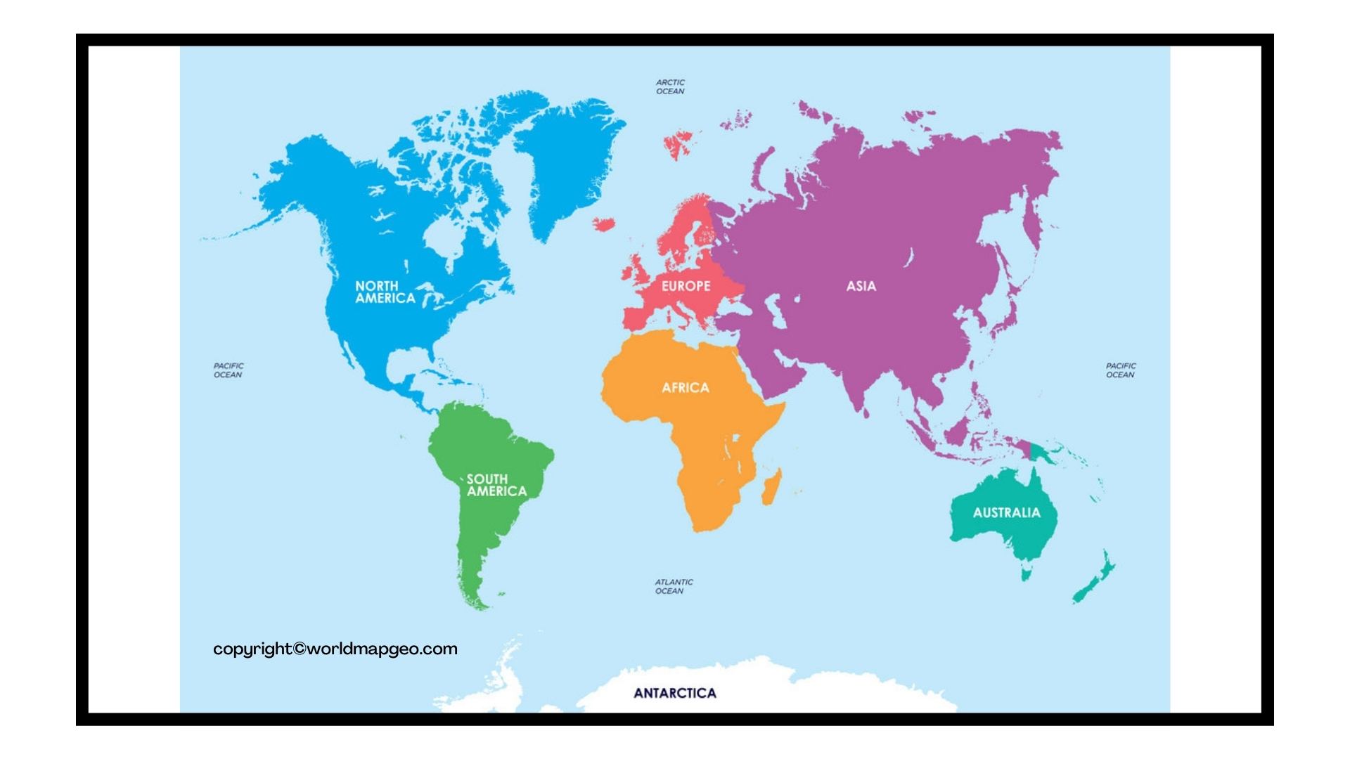 World Map Labeled Simple Printable With Countries Oceans   World Map Labeled Continents. 