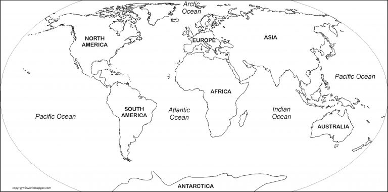 World Map HD Large in Printable High-Resolution PDF