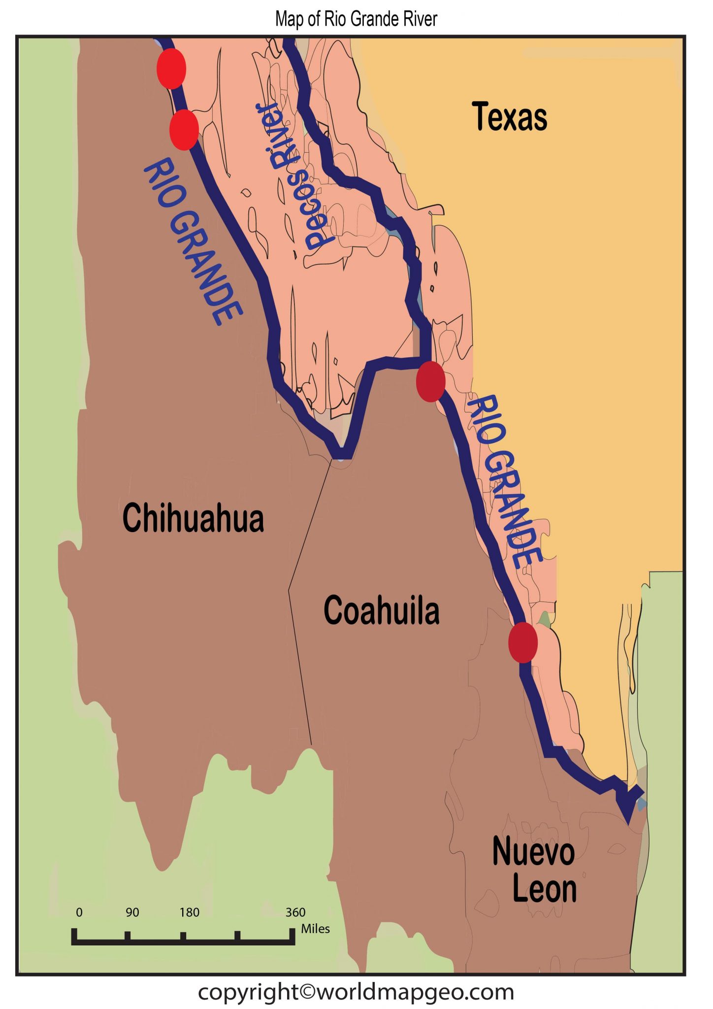 Rio Grande River Map Texas US Printable Map Rio Grande River Map 1448x2048