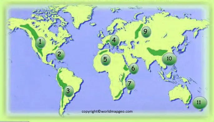 World Map with Mountain Ranges