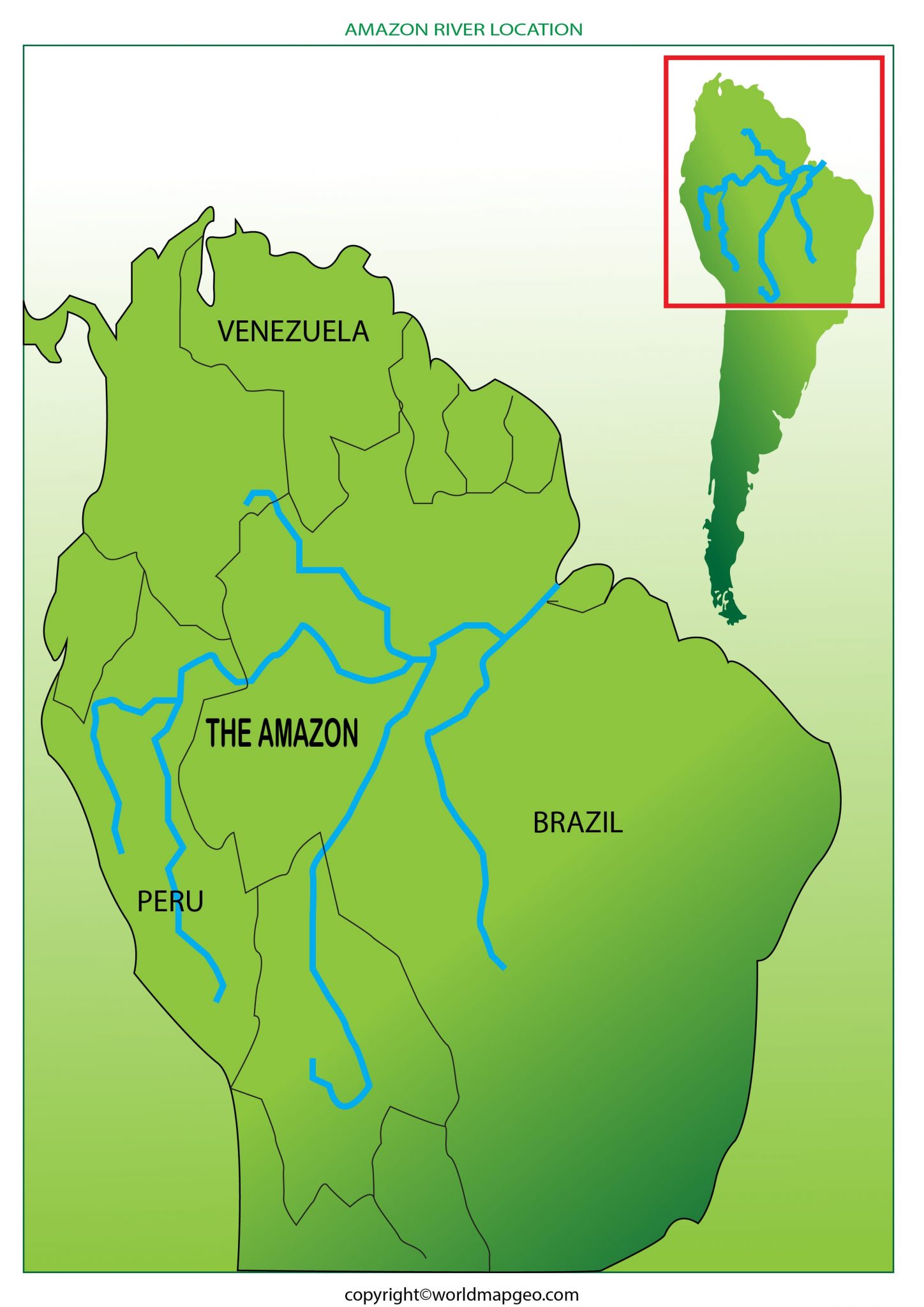 Where is Amazon River Map located on Map [Labeled]