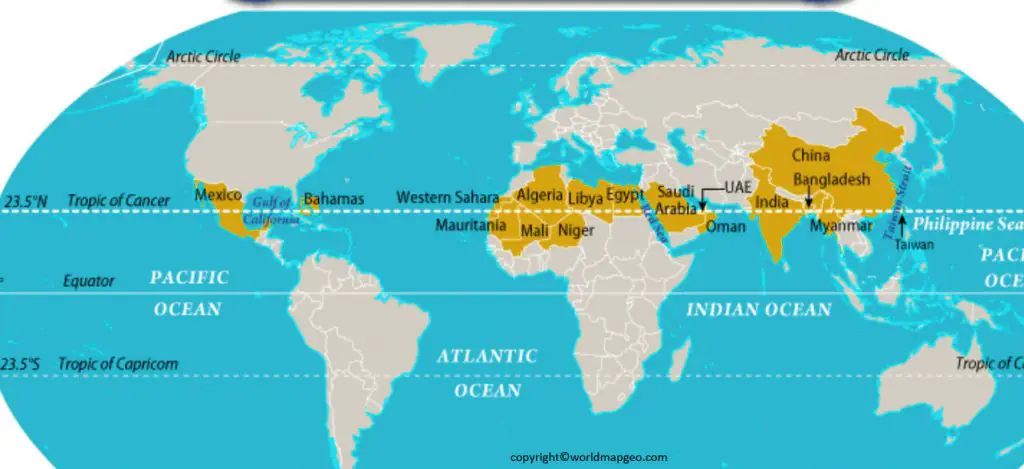 Tropic Of Cancer Map North America