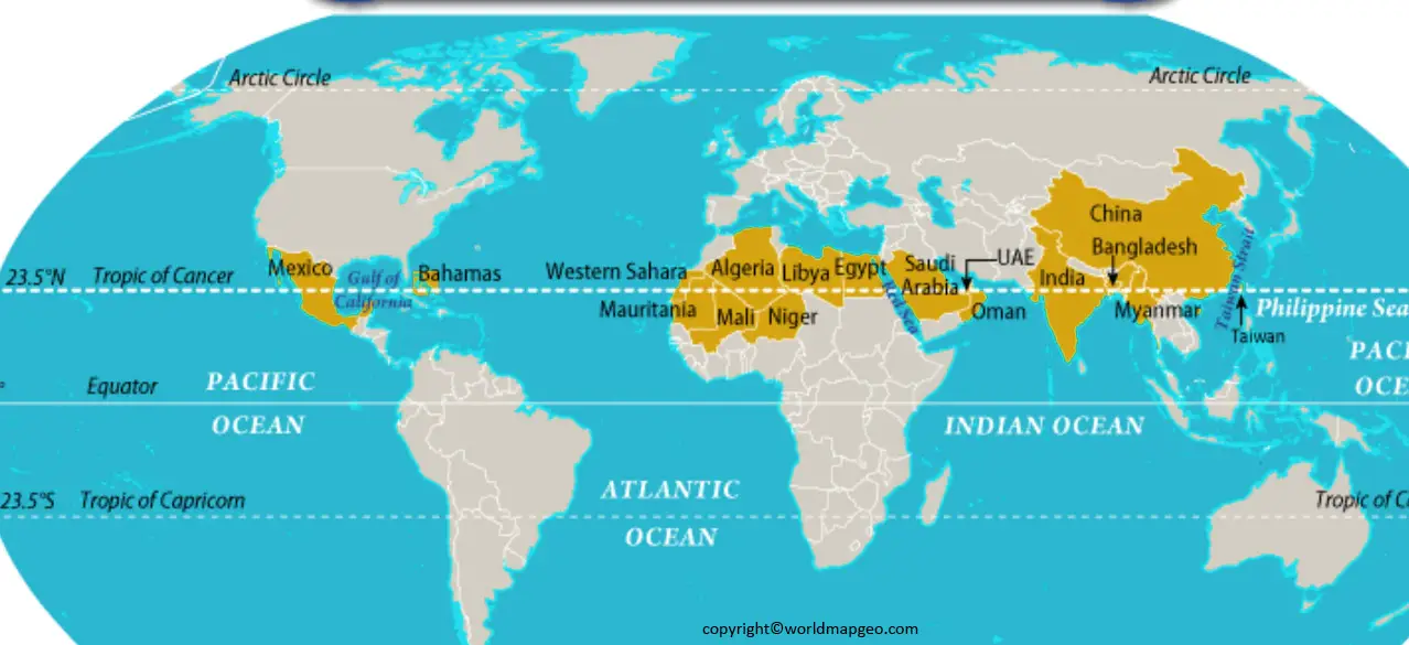 Tropic of Cancer on Map