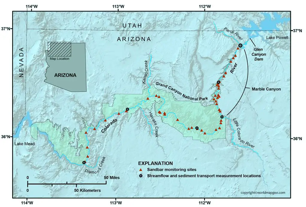 Colorado River Map Colorado River On World Map Colorado River Map Labelled 1024x694