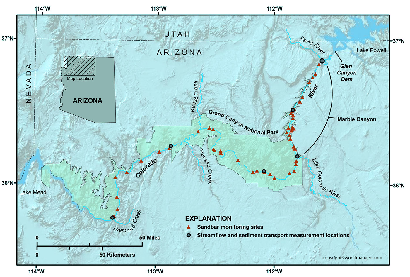 Colorado River Map Labelled