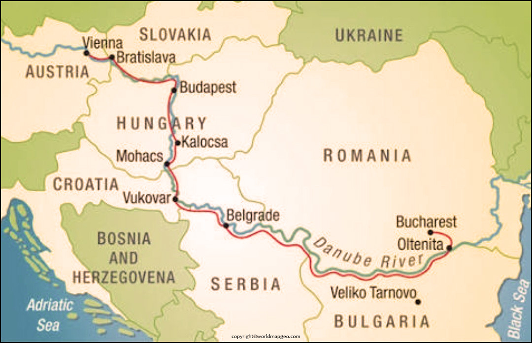 Danube River on Map