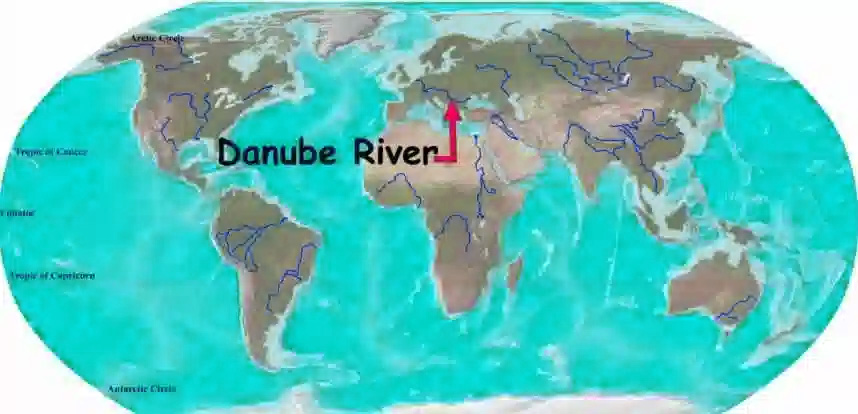 Danube River on World Map