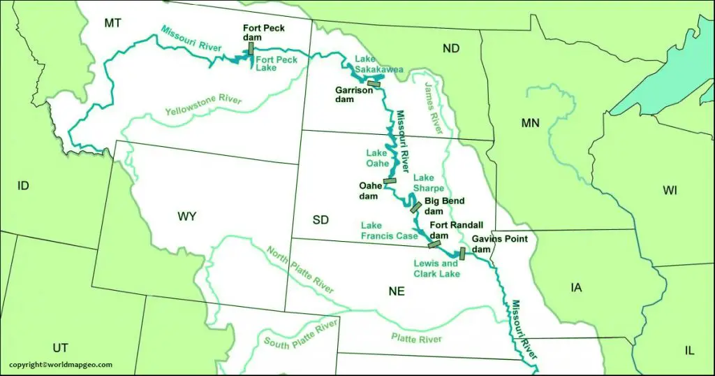 Missouri River Map [Where is Missouri River on a Map]