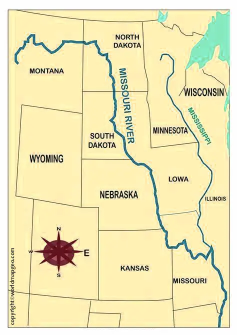 Missouri River Map Labelled