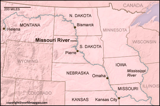 Missouri river on map