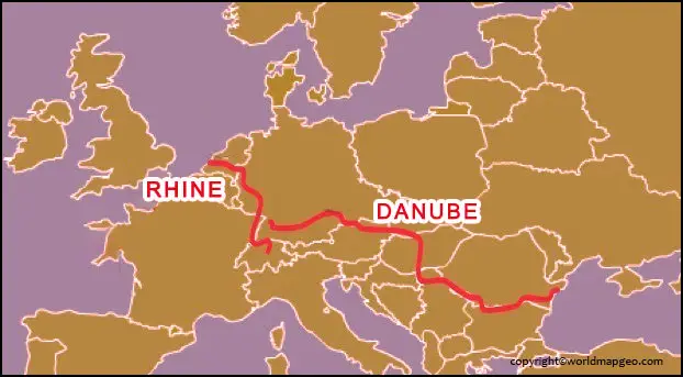 Rhine and Danube River Map