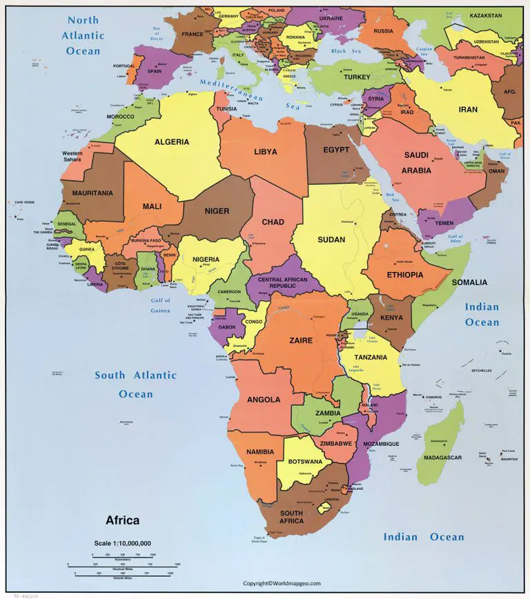 Africa Political Map with Countries and Capitals