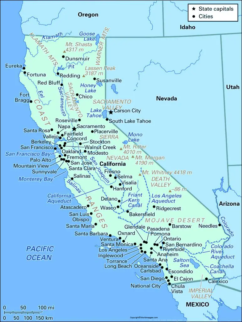 California political map political map of california pdf 