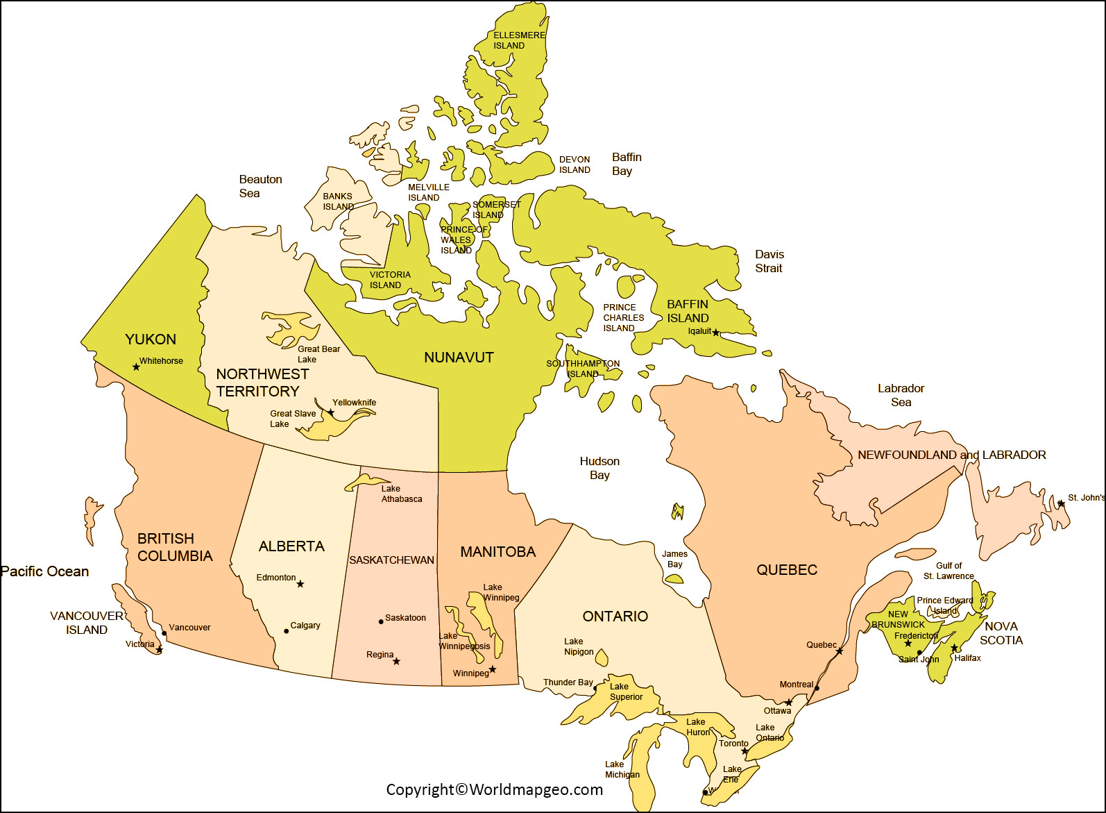 current political map of canada