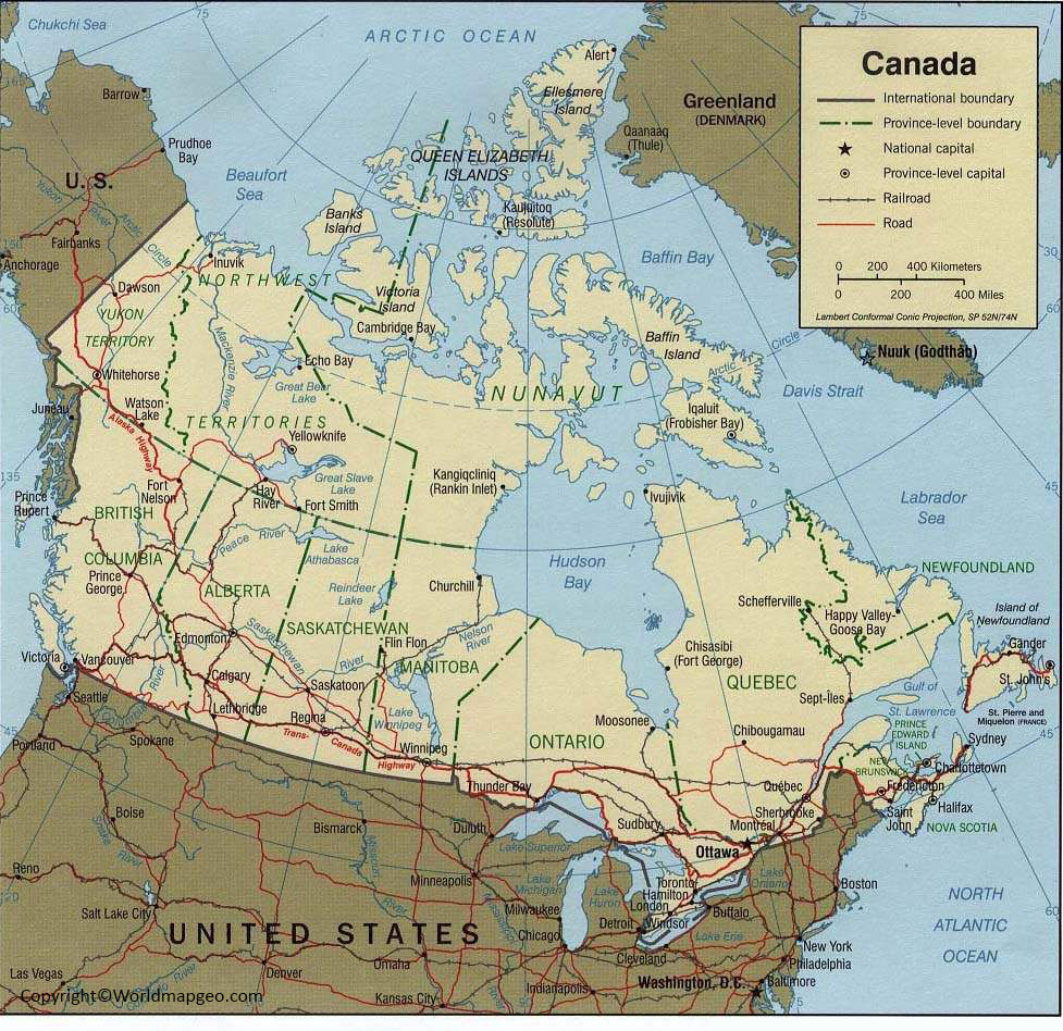 current political map of canada