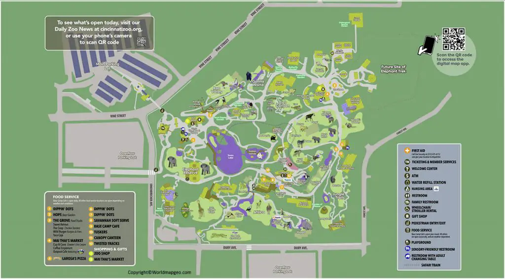 Map of Cincinnati Zoo