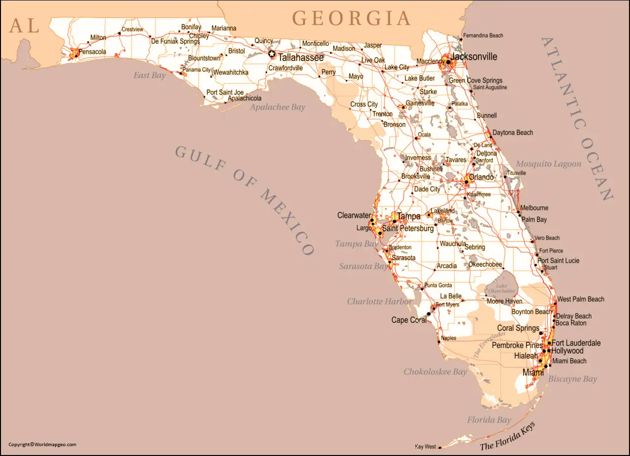Political Map of Florida With Cities