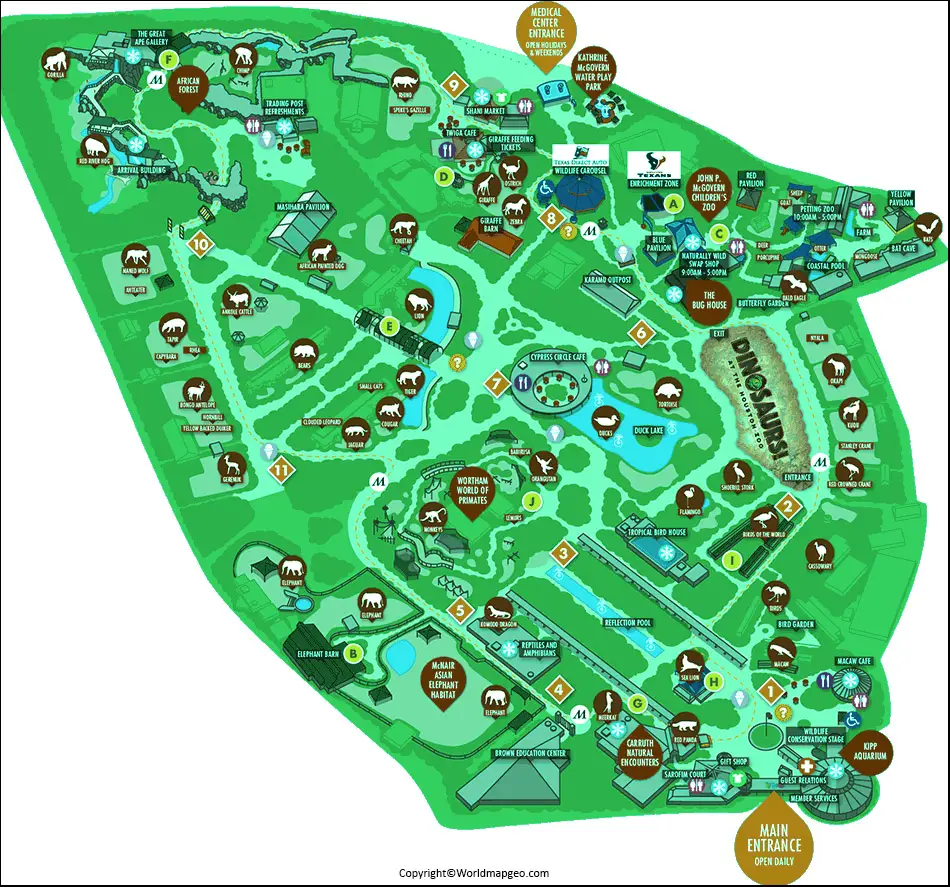 Houston Zoo Map Printable with Direction in Pdf