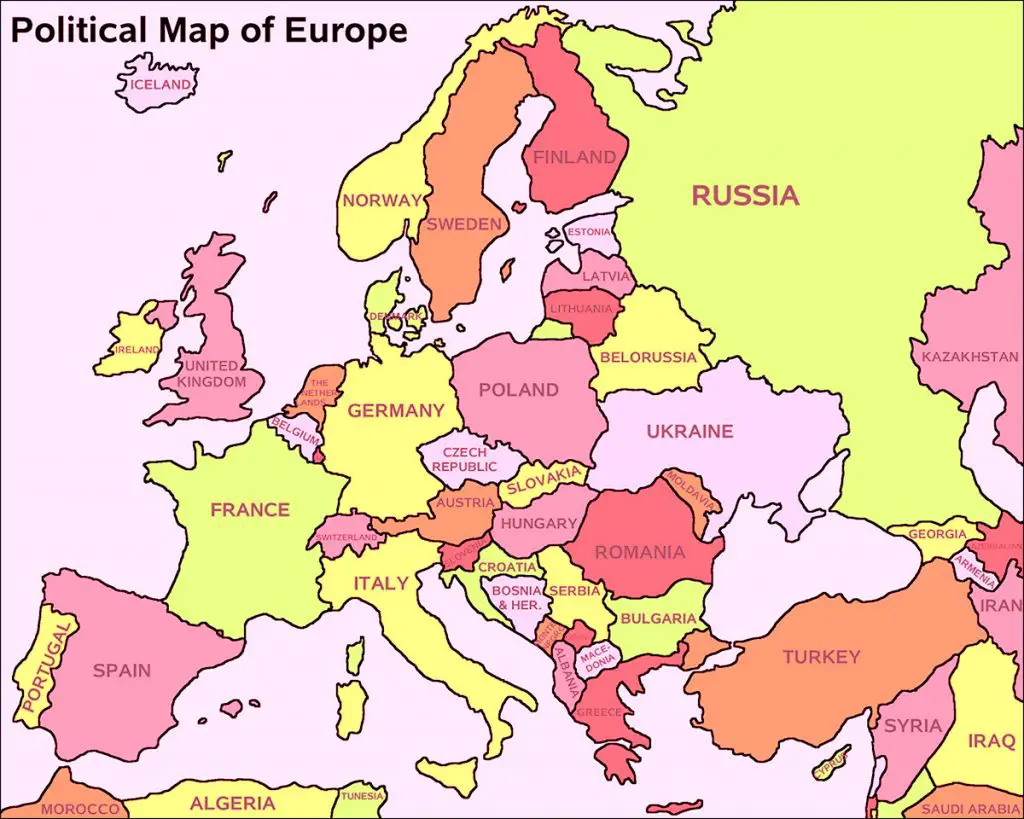 Europe Political Map with Countries [European Political Map]