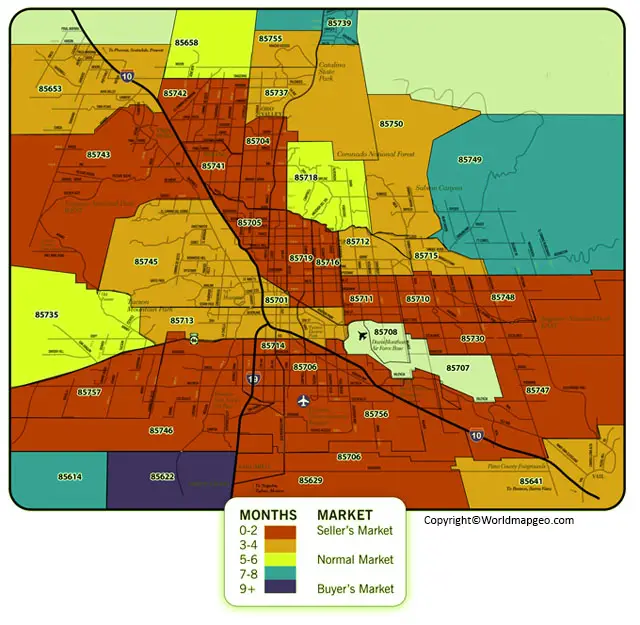 Tucson Zip Code Map Map Of Tucson Zip Codes 4207