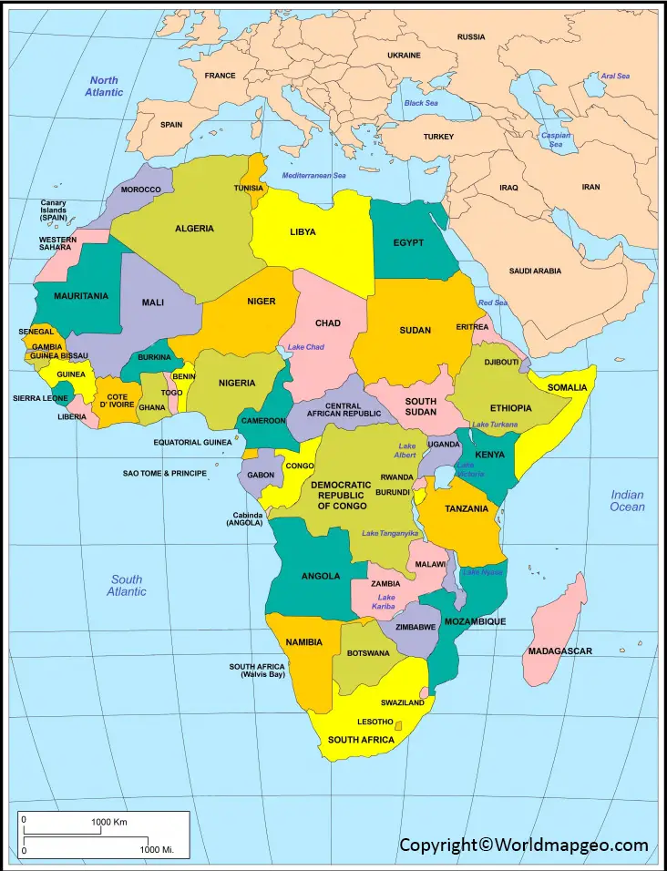 detailed political map of africa
