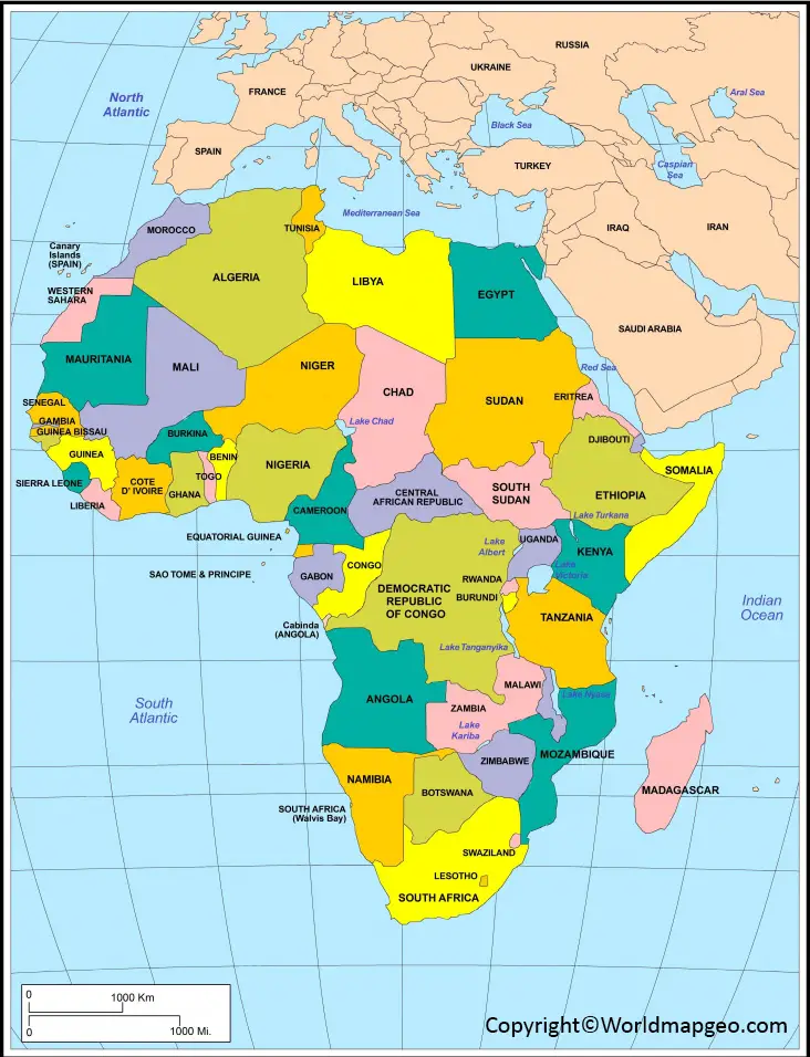 Africa Political Map With Countries And Capitals