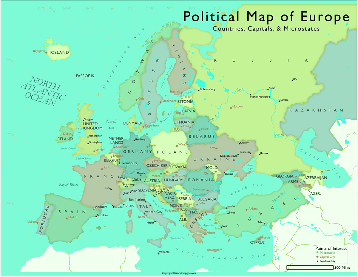 current political map of europe