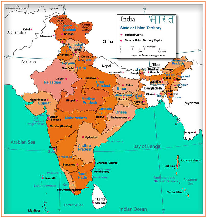 Printable Political Map of India