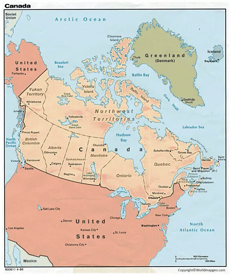 Canada Political Map with USA [Canadian Political Map]