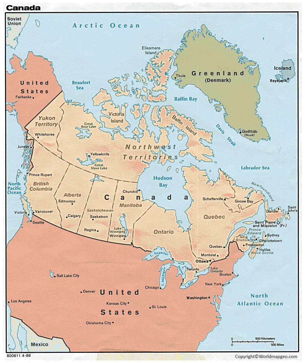 political map of canada provinces