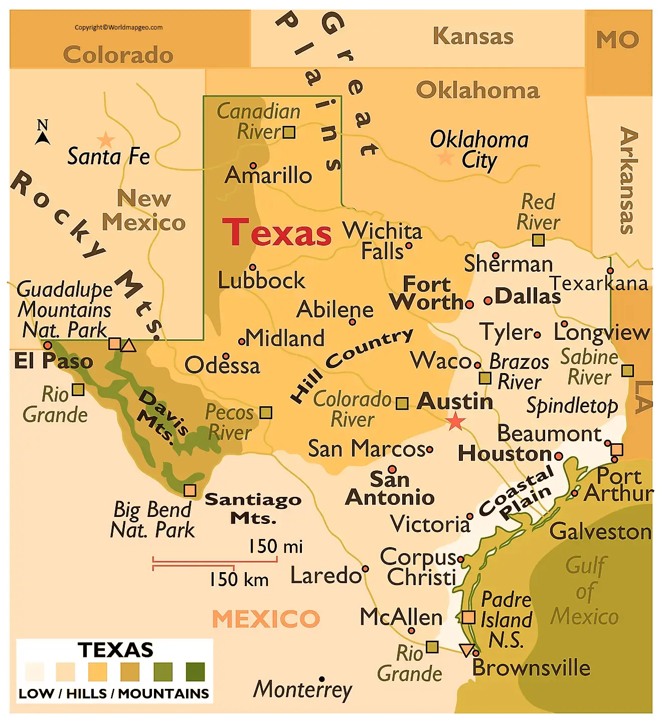 Political Map of Texas With Cities
