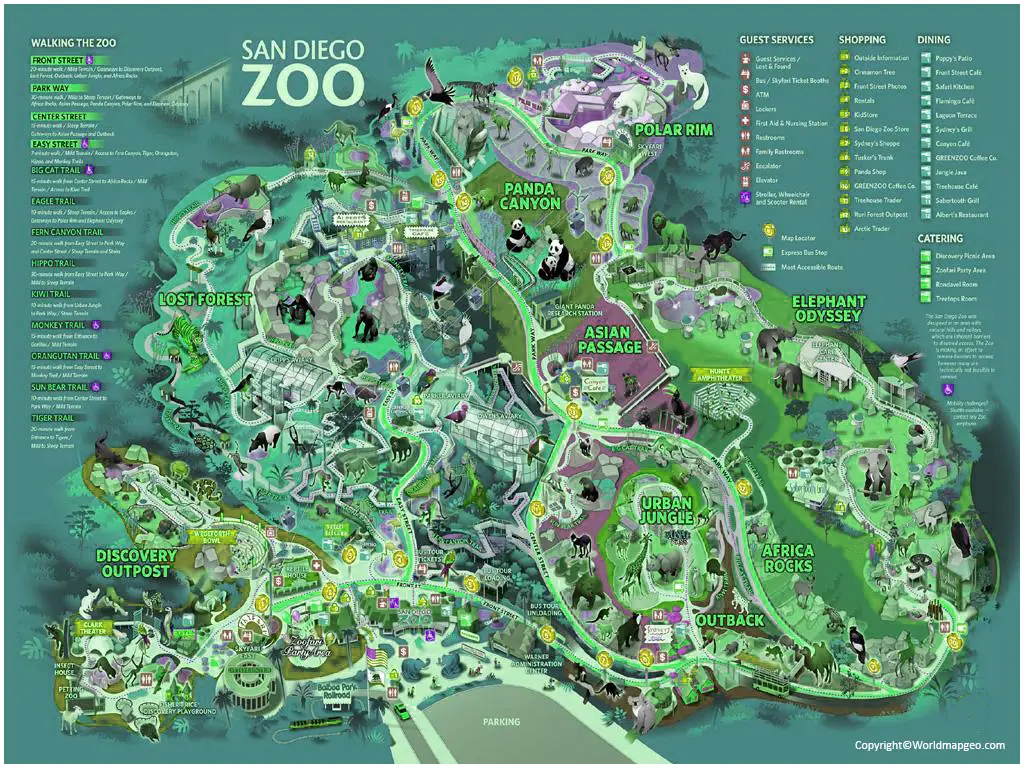 Map of San Diego Zoo