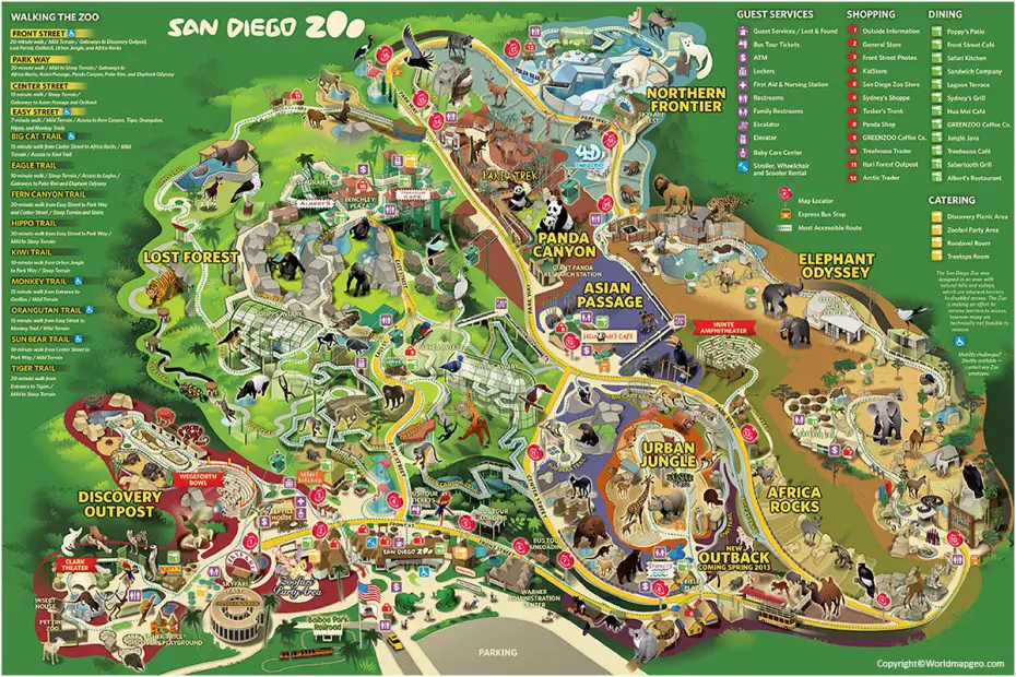 San Diego Zoo Map [San Diego Zoo Safari Park Map] in Pdf