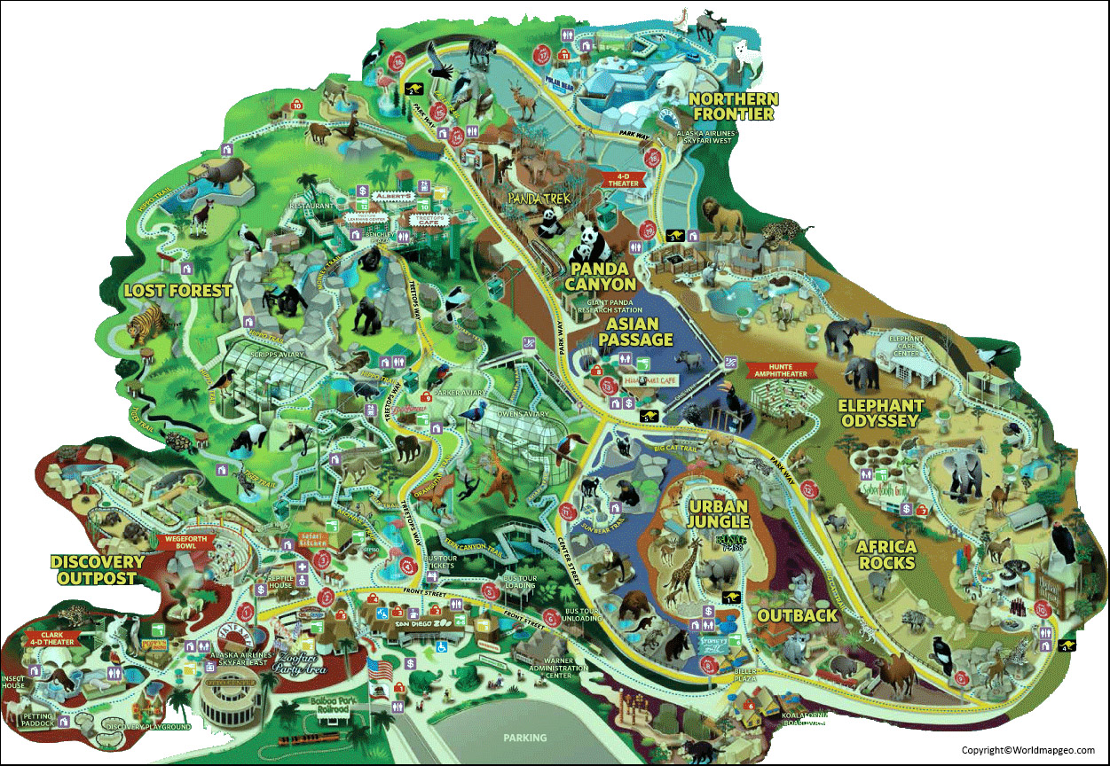 San Diego Zoo Map [San Diego Zoo Safari Park Map] in Pdf