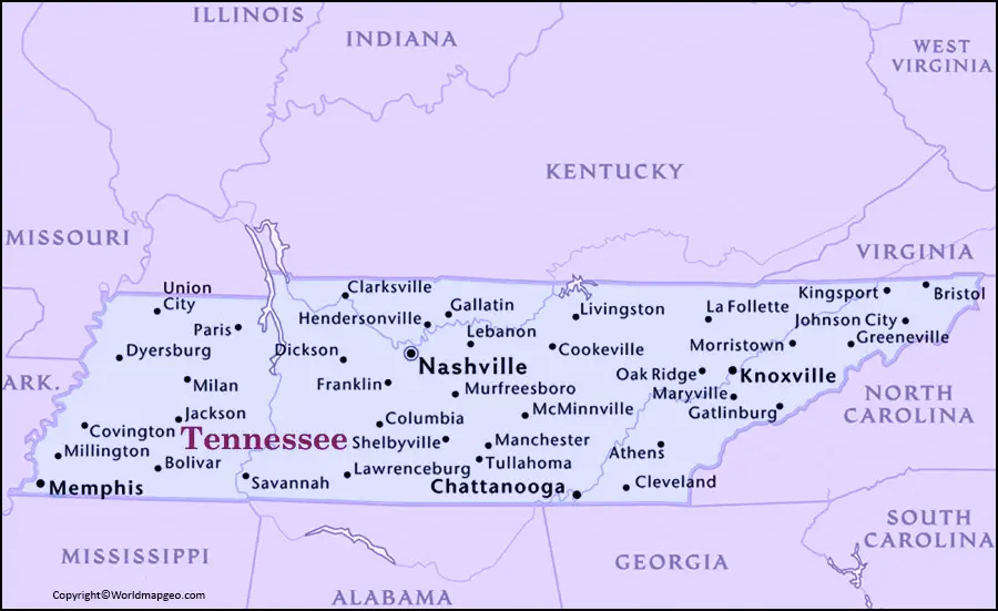 Tennessee Political Map With Cities