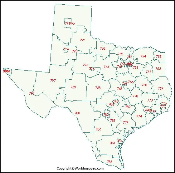 Map of Texas With Zip Codes